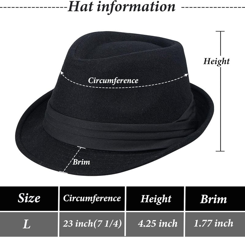 UTOWO Mens Classic Plaid Manhattan Structured Gangster Trilby Fedora Hat Cuban Style Derby Hat Jazz Cap (Size M) - Image 2